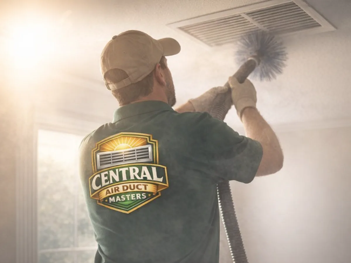 air duct cleaning technician on the job in San Mateo, CA